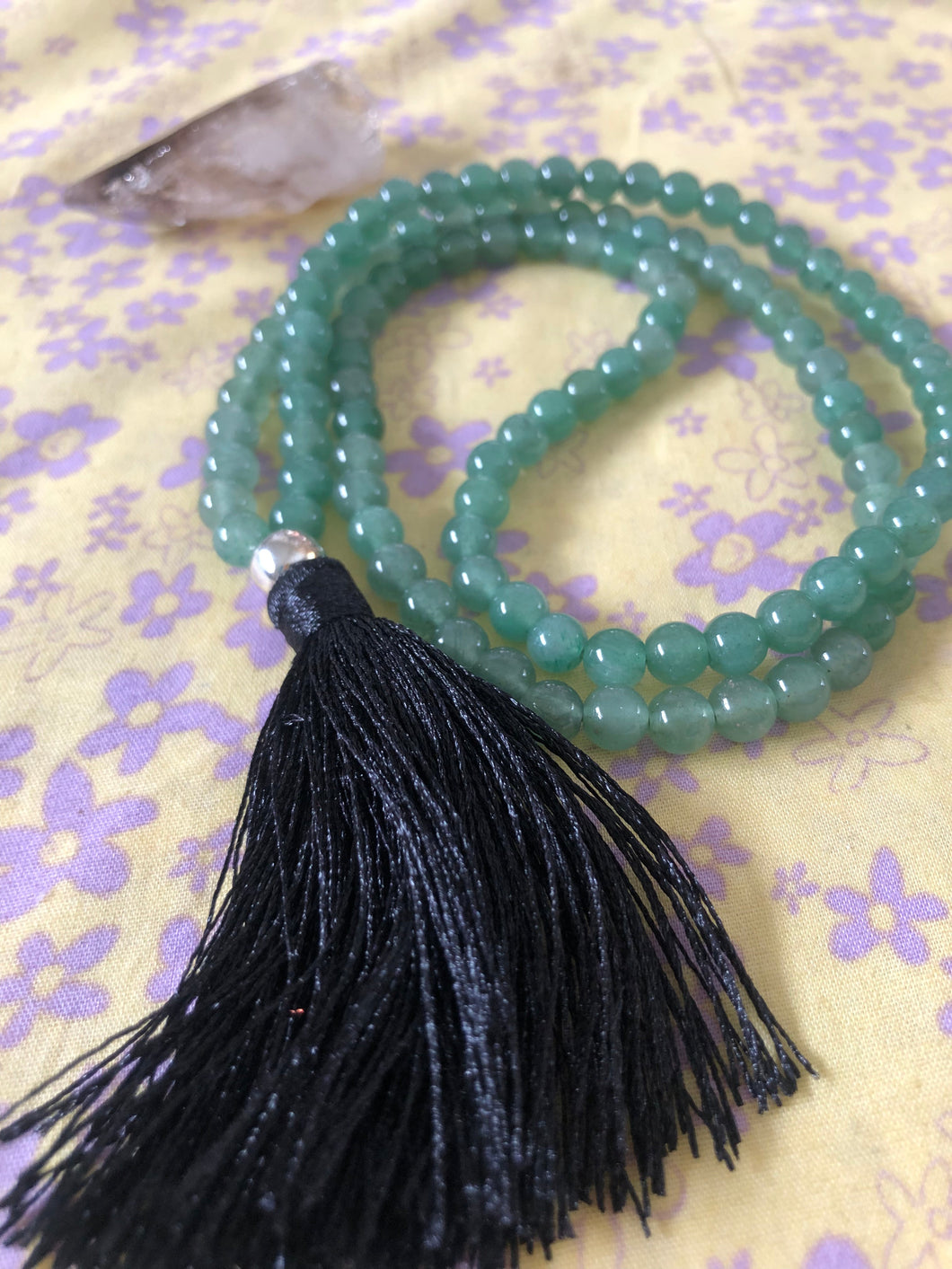 Abundant, healing Green Aventurine meditation mala bead necklace
