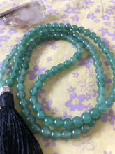 Abundant, healing Green Aventurine meditation mala bead necklace