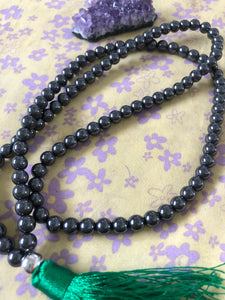 Hematite earthing | grounding meditation mala bead necklace