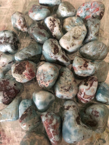 Larimar Tumbles ~ divine feminine within, energy of the sea & sky & balances fire & water energies, serenity & relaxation & universal love