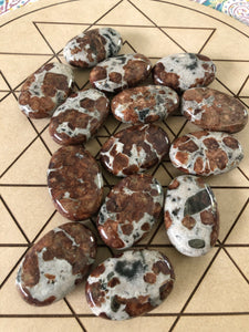 Garnet in Limestone Pebbles | small Palmstones ~ Abundance, revitalising, purifying energy, balance, grounding, inner strength, creativity, passion & inspiration