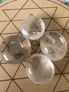 Set of 4 Large Clear Quartz Palmstones ~ Power, clarity, amplification, connection, truth & perspective