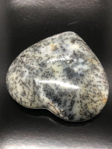 Large Merlinite | Dendrite Opal Heart (8.5cm width) ~ magic, abundance, intuition, past life recall, elemental & dimensional connections (#5)