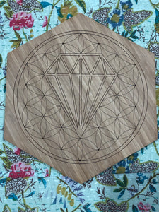 Bamboo Grid, 29cm height ~ White Flame of the Diamond Ray (clearing away all blockages and obstacles to living in a state of oneness and love)